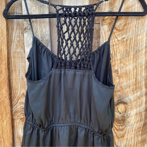 Xhiliration black satin mini dress, sexy back, ruffle front, small - Picture 5 of 11